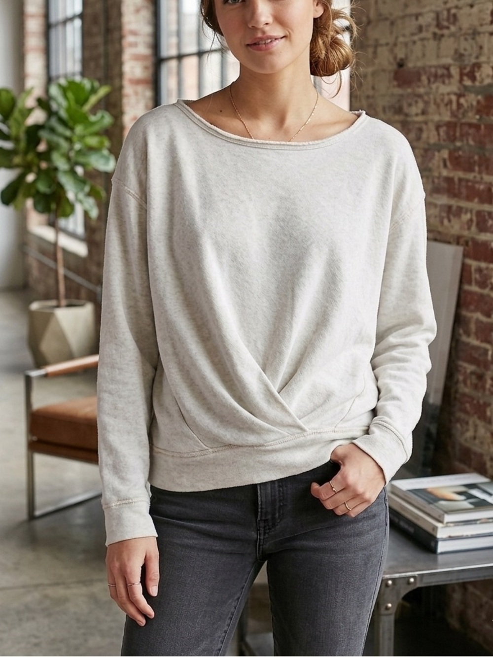 Free People | Front Twist Crossover Pullover Sweater